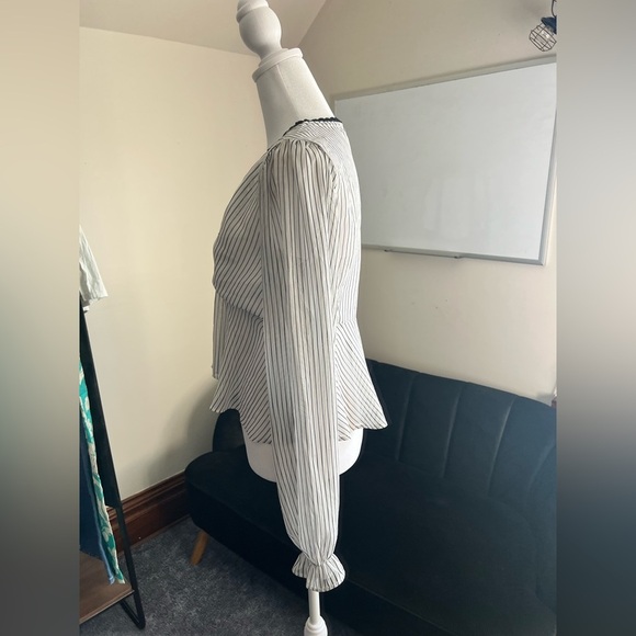 3/$15 Sheer Striped V-Neck Women's Top - Picture 2 of 7